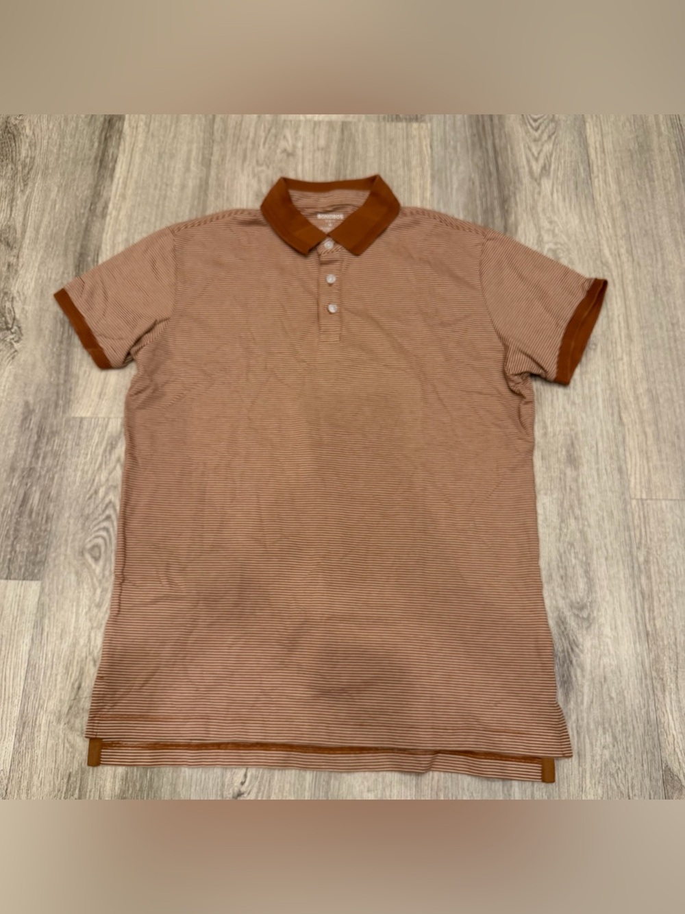 Bonobos Brown Striped Polo with Rust Trim
